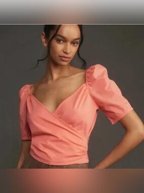 Anthropologie Puff-Sleeve Wrap Top